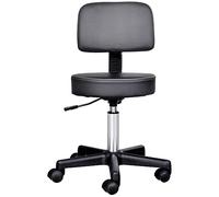 HOMCOM Tabouret Massage a roulettes reglable en Hauteur pivotant avec Dossier Ergonomique Noir