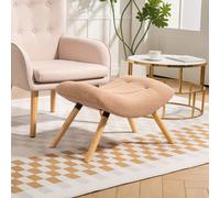 HOMCOM Tabouret moderne avec revêtement en polaire et pieds en bois, rembourré, pour salon, chambre à coucher, couloir, Marron
