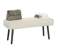 HOMCOM Tabouret Multifonctionnel, Tabouret Moderne, Banc de Chevet avec Assise rembourrée et Pieds en Acier, Charge 120 kg, pour entrée, Couloir, Salon, 100x36x45 cm, Blanc crème