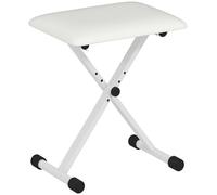 HOMCOM Tabouret Piano Pliable, Banc Piano réglable en Hauteur de 37 à 47 cm, siège rembourré en PU et Pieds en métal antidérapants, Charge 100 kg, Blanc