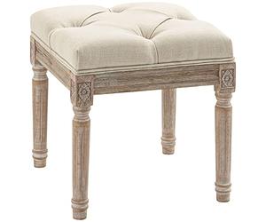 HOMCOM Tabouret pied de lit avec pieds en bois et siège rembourré Charge 120 kg Banquette de chambre pour entrée couloir 40 x 40 x 43 cm Beige