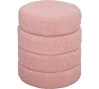 HOMCOM-Tabouret-pieds-Polyester, mousse-Ø40 x 45H cm-Rose