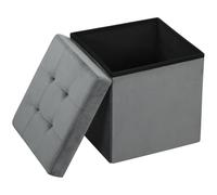 HOMCOM Tabouret Pouf Coffre Rangement Charge 120 Kg 38 x 38 x 38 cm Gris | Pouf Repose-Pieds en Tissu Velours, pour la Chambre à Coucher, Entrée, Salon