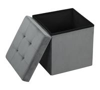 HOMCOM Tabouret, Pouf Coffre Rangement, Pouf Repose-Pieds en Tissu Velours, pour la Chambre à Coucher, entrée, Salon, Charge 120 Kg, 38 x 38 x 38 cm, Gris