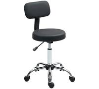 HOMCOM Tabouret Réglable Pivotant avec Dossier et Assise Rembourrés, Capacité 120 kg, 46x51x78-93 cm, Noir