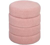 HOMCOM Tabouret repose-pieds rond rembourré avec coussin d'assise pour salon, chambre à coucher, rose, diamètre 40 x 45 cm