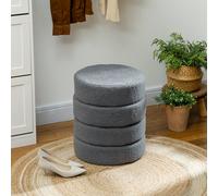 HOMCOM Tabouret Rond en Peluche avec Cadre en Métal, Capacité 120kg, Φ40x45H cm, Gris Foncé