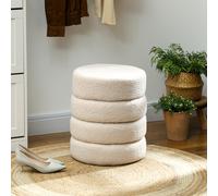 HOMCOM Tabouret rond en teddy-fleece avec cadre en métal, capacité 120 kg, Φ40x45H cm, Beige