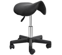 HOMCOM Tabouret Selle réglable Roulant Coiffeur avec Cadre en Acier Noir | Cuir PU, Massage, Spa, Beauté, Tatouage