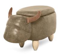 HOMCOM Tabouret Vache Pouf Vachette Coffre de Rangement 2 en 1 Marron