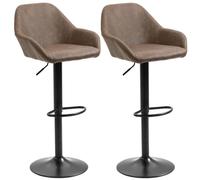 HOMCOM Tabourets Bar 2er Cuir PU dossiers Brun foncé | Ajustable en hauteur, Tabourets de bar pivotants, Accoudoirs, Repose-pieds, Maison, Comptoir, Salle à manger