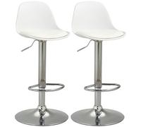 HOMCOM Tabourets de Bar avec Dossier, Lot de 2, 41x42x82-104 cm, Blanc