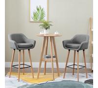 HOMCOM Tabourets de Bar Design scandinave - Lot de 2 chaises de Bar Grand Confort avec Repose-Pieds et accoudoirs - Bois de hêtre Lin Gris foncé