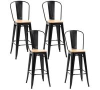 HOMCOM - Tabourets de bar - Métal - 45x44x118cm - Noir