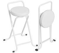 HOMCOM Tabourets de Bar Pliants sans Assemblage Lot de 2 63 cm Blanc