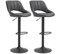 HOMCOM - Tabourets de bar - Revêtement synthétique - 47x52x87-109cm - Gris