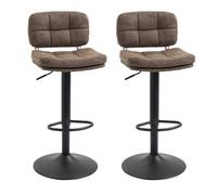 HOMCOM Lot de 2 tabourets de Bar Vintage capitonné - pivotant, réglable - Repose-Pied - revêtement synthétique Marron Effet Vieilli