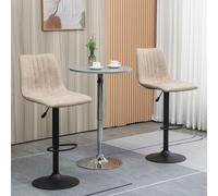 HOMCOM Tabourets de Bar Set 2 Pièces à Hauteur Réglable, en Acier et Polyester, 47.5x57.5x95-116 cm, Marron