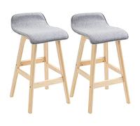 HOMCOM Lot de 2 tabourets de bar chaises de bar style scandinave repose-pied tissu gris