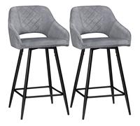HOMCOM - Tabourets de bar - Velours (100 % polyester) - 50x53x94cm - Gris