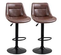 HOMCOM Tabourets de Bar Vintage Repose-Pied Lot de 2 Marron Effet Vieilli