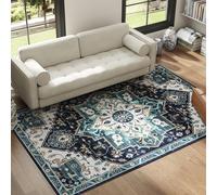 HOMCOM Tapis Boho Antidérapant et Lavable à Poil Court pour Salon et Chambre, 230x160 cm, Multicolore