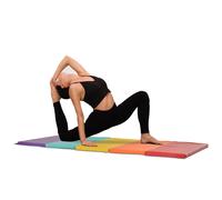 HOMCOM Tapis de Fitness/Yoga pour Salle de Sport et Maison, avec 5 Panneaux Colorés et Pliables, Rembourrage en EPE, 195x76x3 cm