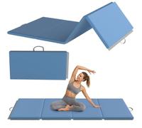 HOMCOM Tapis de Gymnastique Pliable Épais 240 x 120 x 5 cm Bleu Clair