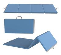 HOMCOM Tapis de gymnastique pliable, tapis gymnastique épais, 240 x 120 x 5 cm, avec poignée, tapis de sol pour yoga, mma, sport, fitness, pilates, revêtement synthétique, bleu clair