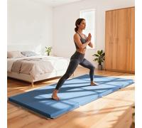 HOMCOM Tapis de gymnastique yoga pilates fitness pliable en 4 avec poignées revêtement synthétique 240 x 120 x 5 cm bleu clair