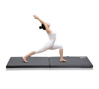 HOMCOM Tapis de gymnastique yoga pilates fitness pliable portable grand confort 180L x 60l x 5H cm revêtement synthétique noir
