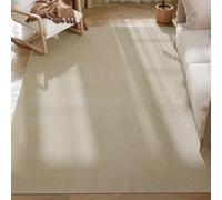 HOMCOM Tapis de salon 160x230 cm Lavable en machine Tapis à poils longs Doux Style Moderne Tapis de salon Chambre à coucher Salle à manger Tapis Blanc Crème