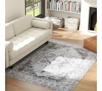 HOMCOM Tapis de salon antidérapant avec aspect flanelle, style vintage, à poils courts, pour salon, cuisine, terrasse, balcon, 230 x 160 cm, gris