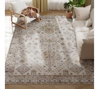 HOMCOM Tapis de Sol Vintage, Tapis antidérapant et Lavable, Tapis de Sol en Flanelle pour Le Salon, la Chambre à Coucher, la Salle à Manger, Le Bureau à Domicile, 290 x 200 cm, Beige