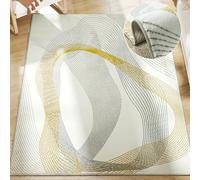 HOMCOM Tapis Moderne Lavable en Machine, adapté aux allergiques, pour Salon, Chambre à Coucher, Salle à Manger, Bureau à Domicile, 230 x 160 cm, Blanc crème