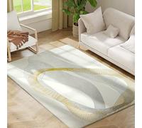 HOMCOM Tapis Moderne Lavable en Machine, hypoallergénique, pour Salon, Chambre à Coucher, Salle à Manger, Bureau à Domicile, 170 x 120 cm, Blanc crème
