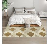 HOMCOM Tapis Salon 120 x 170 cm hypoallergénique à Poils Courts, Lavable en Machine, Tapis pour Salon, Bureau, Chambre à Coucher, châtain Clair