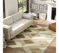 HOMCOM Tapis Salon 170 x 120 cm Tapis à Poils Courts, Lavable en Machine, hypoallergénique, pour Salon, Chambre à Coucher, Bureau, Jaune