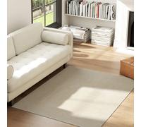 HOMCOM Tapis Salon 120x160 cm Lavable en Machine Poils Longs Style Moderne Tapis pour Salon Chambre Crème