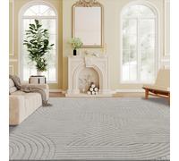 HOMCOM Tapis salon 160 x 120 cm, tapis à poils épais géométrique, moelleux et antidérapant, gris
