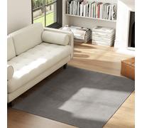 HOMCOM Tapis salon 160 x 120 cm tapis à poils longs, lavable en machine, antidérapant, en fausse fourrure, gris clair