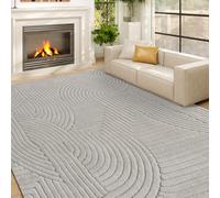 HOMCOM Tapis Salon 160x120 cm Bas Style Moderne Base Antidérapante Tissé à la Machine Gris