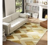 HOMCOM Tapis Salon 170 x 120 cm Tapis à Poils Courts, Lavable en Machine, hypoallergénique, pour Salon, Chambre à Coucher, Bureau, Jaune