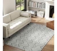 HOMCOM Tapis Salon 170 x 120 cm Tapis à Poils Courts, Lavable en Machine, hypoallergénique, pour Salon, Chambre à Coucher, Bureau, Gris Clair