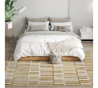 HOMCOM Tapis Salon 200 x 140 cm à Poils Courts, hypoallergénique, Lavable en Machine, pour Chambre à Coucher, Bureau, Salon, Jaune