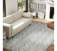 HOMCOM Tapis Salon 200 x 140 cm Tapis à Poils Courts, Lavable en Machine, hypoallergénique, pour Salon, Chambre à Coucher, Bureau, Gris Clair