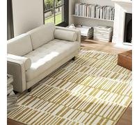 HOMCOM Tapis Salon 200 x 140 cm Tapis à Poils Courts, Lavable en Machine, hypoallergénique, pour Salon, Chambre à Coucher, Bureau, Jaune