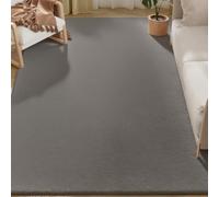 HOMCOM Tapis Salon 200 x 140 cm Tapis à Poils Longs Antidérapant Gris Clair | Lavable en Machine, en Fausse Fourrure, pour Salon, Chambre à Coucher, Bureau