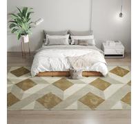 HOMCOM Tapis Salon 230 x 160 cm hypoallergénique à Poils Courts, Lavable en Machine, Tapis pour Salon, Bureau, Chambre à Coucher, châtain Clair