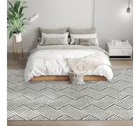 HOMCOM Tapis Salon 230 x 160 cm Tapis à Poils Courts, Lavable en Machine, hypoallergénique, pour Salon, Chambre à Coucher, Bureau, Gris Clair